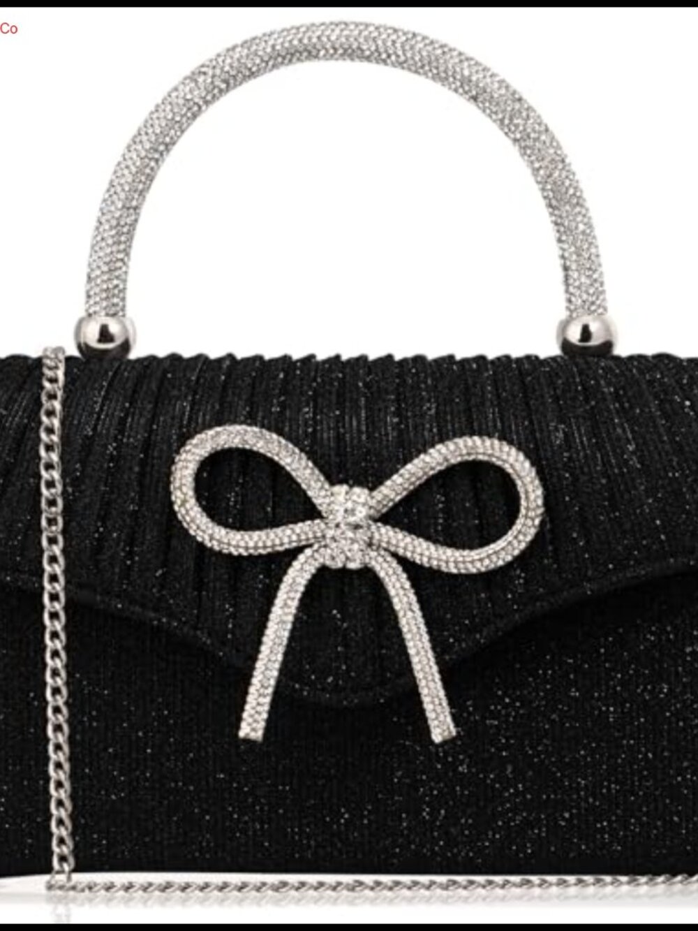 Evening Clutch Purse for Women Rhinestone Bow Top Handle Formal Handbag